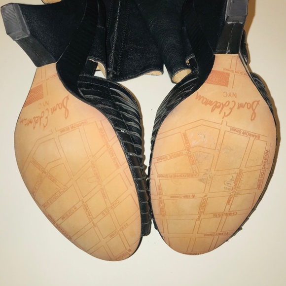 New Sam Edelman Kamie Black Vachetta Black Leather Open Toe Knee High Boots Y2K - Picture 13 of 16